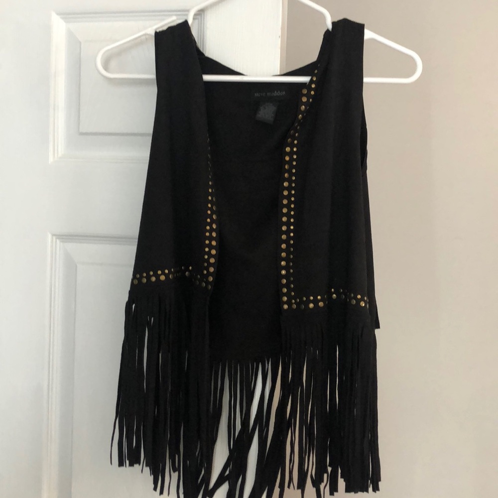 Steve Madden black suede fringe vest